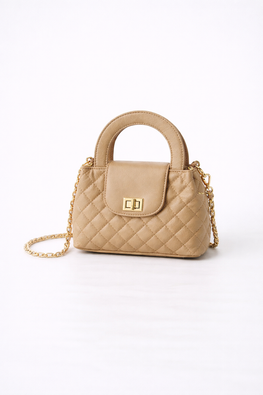 Quilted small Crossbody - beige
