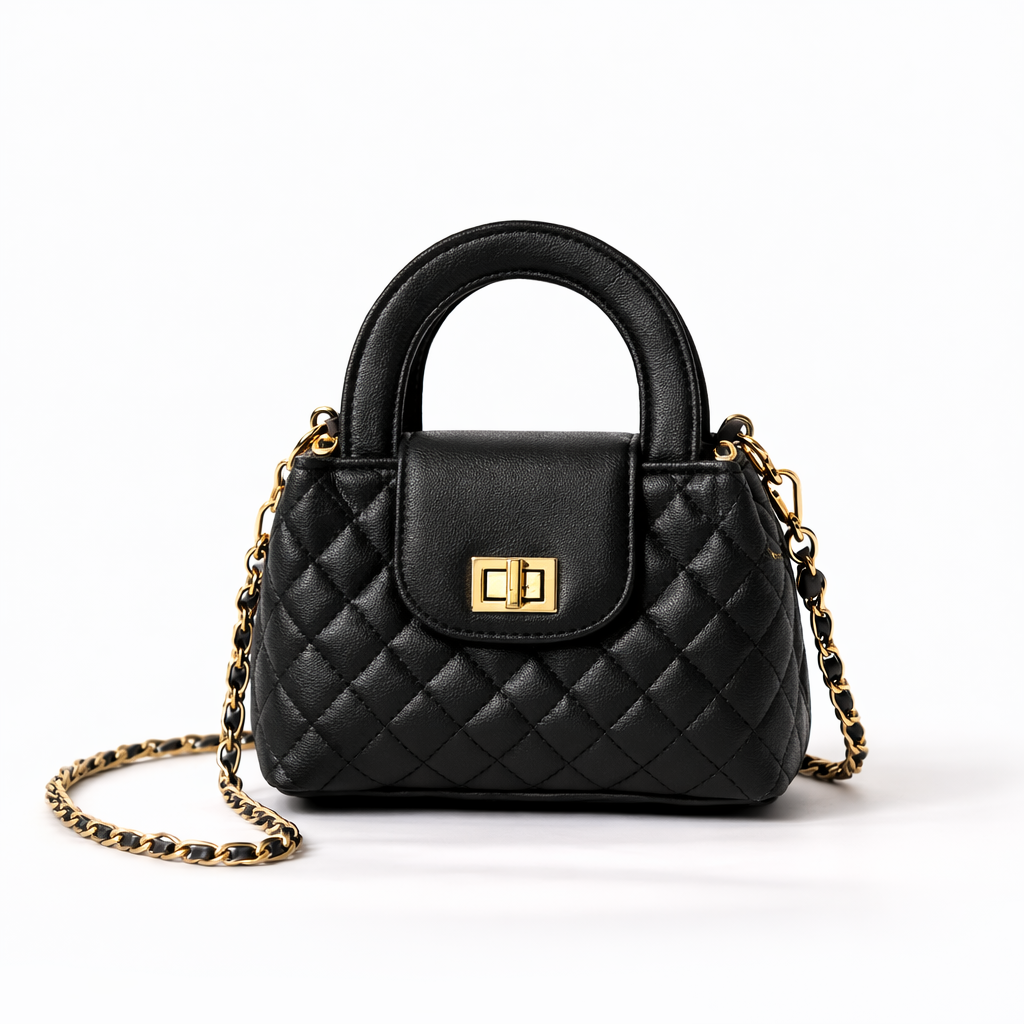 Quilted small crossbody- black